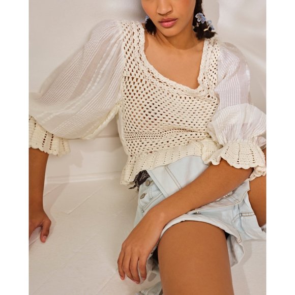 🎉LAST CHANCE🎉 NWT Free People Megan Crochet Top / Ivory - Picture 5 of 7